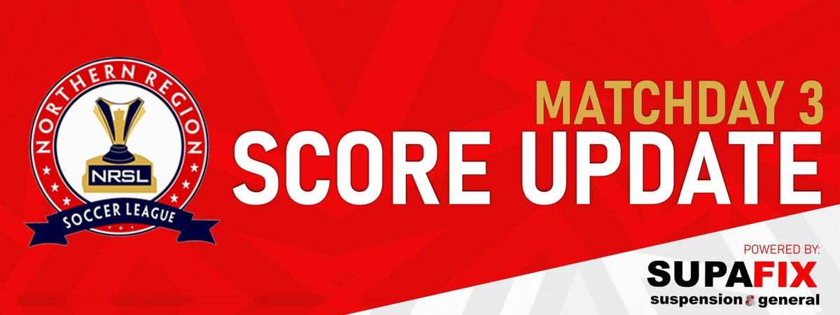 *NORTHERN REGION SOCCER LEAGUE WEEK 03 RESULTS PROUDLY BROUGHT TO YOU BY SUPAFIX* 

⏱️ Friday 25 April 2025 
00': N'ombeyawora  0-0 Rhinos
00': MWOS  U19.      0-0 PAM 
00': Shamva.            0-0 Cranborne 

#NRSL
#MoreThanJustALeague