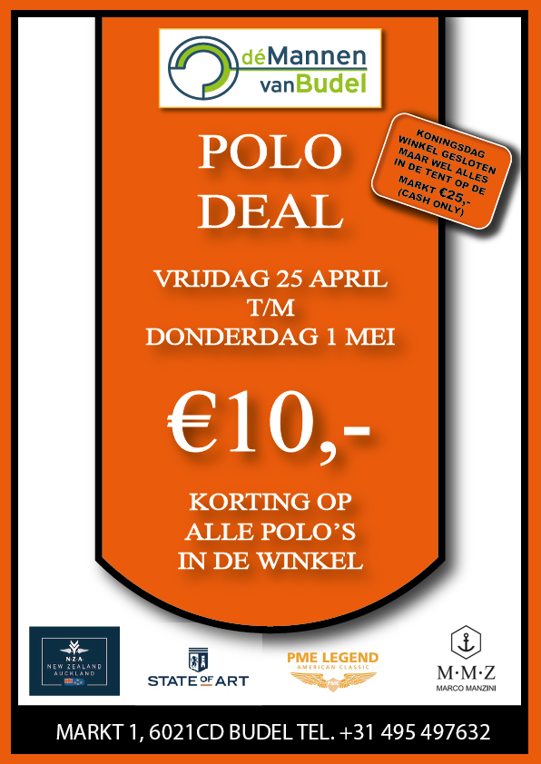 €10,- Korting op alle POLO'S, nu - bij Dé Mannen van Budel - mailchi.mp/demannenvanbud…