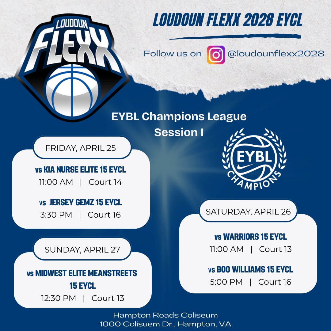 Sami White (@samiwhite2028) on Twitter photo Come check us out in Hampton this weekend!
<a href="/nikegirlseycl/">Nike Girls EYBL Champions League</a>
<a href="/loudounflexxgbb/">Loudoun FLEXX Girls Basketball</a>
<a href="/CaptainsGBBall/">LCHS Girls Basketball</a> Come check us out in Hampton this weekend!
<a href="/nikegirlseycl/">Nike Girls EYBL Champions League</a>
<a href="/loudounflexxgbb/">Loudoun FLEXX Girls Basketball</a>
<a href="/CaptainsGBBall/">LCHS Girls Basketball</a>