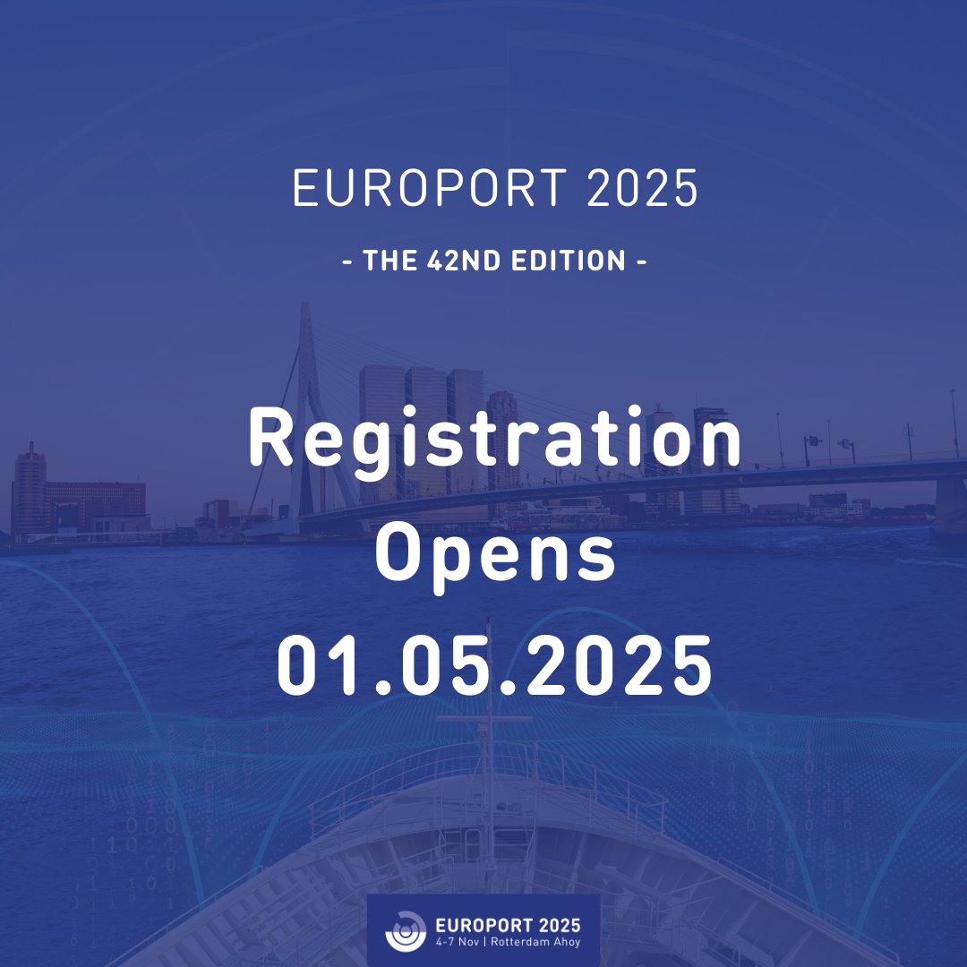 📆 Save the date! Registration for #Europort2025 will open soon...

For more information on what to expect this year, visit: europort.nl

#Europort #EuroportExhibition #Rotterdam  #maritime #shipping #maritimenetworking #maritimeprofessionals #maritimetechnology