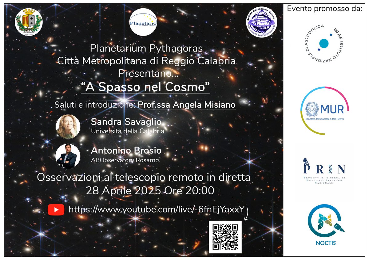 Lunedì 28 aprile, dalle 20:00, serata sotto le stelle, e le nebulose e le galassie. Con me  Angela Misiano del Planetario Storico di Reggio Calabria e Antonino Brosio <a href="/antoninobrosio/">Antonino Brosio</a>, responsabile scientifico di ABObservatory. Osserviamo il cielo dal vivo, comodi seduti da casa!