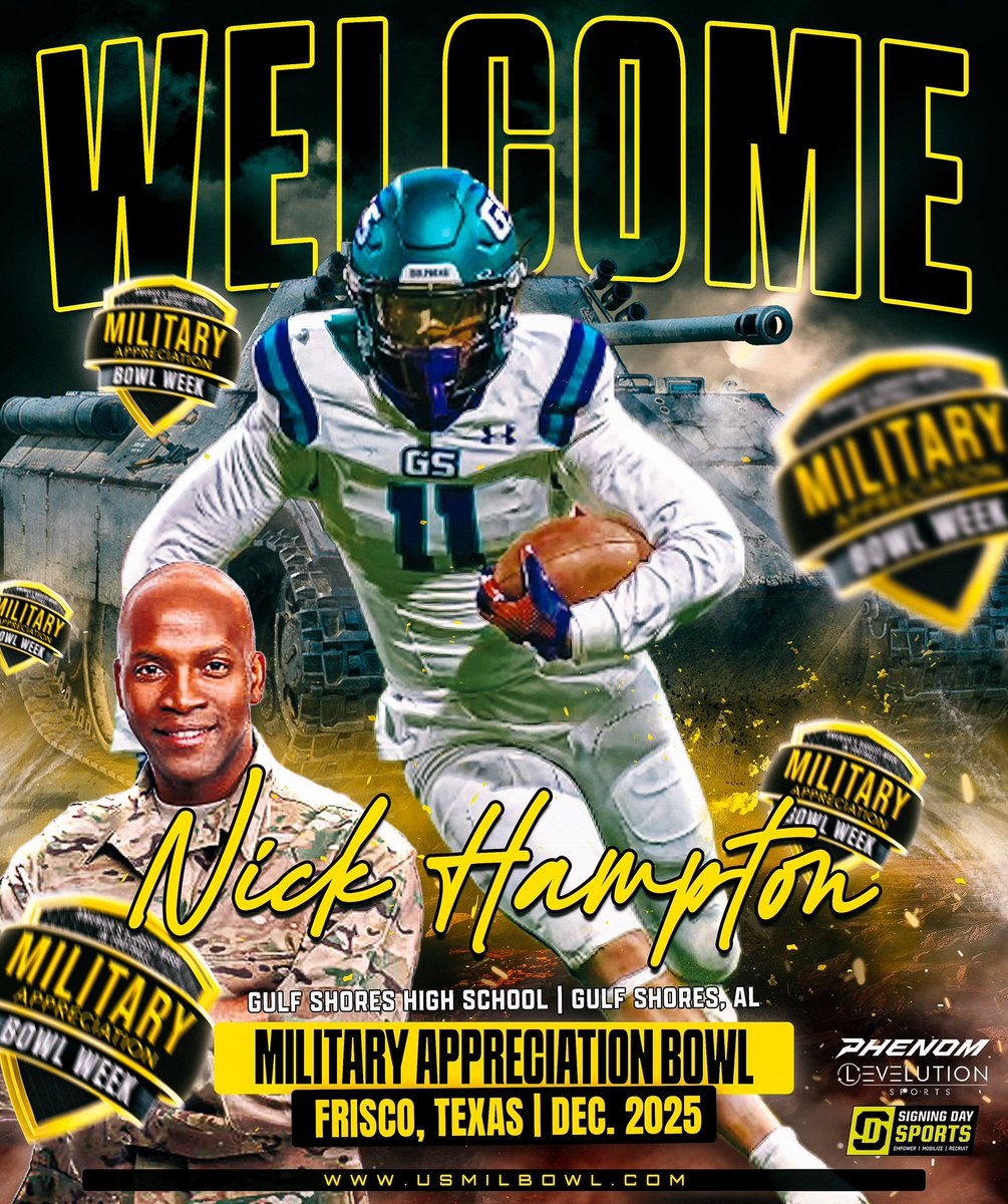 Nick Hampton, Welcome to The Military Appreciation Bowl this December at The Ford Center home of the Dallas Cowboys.