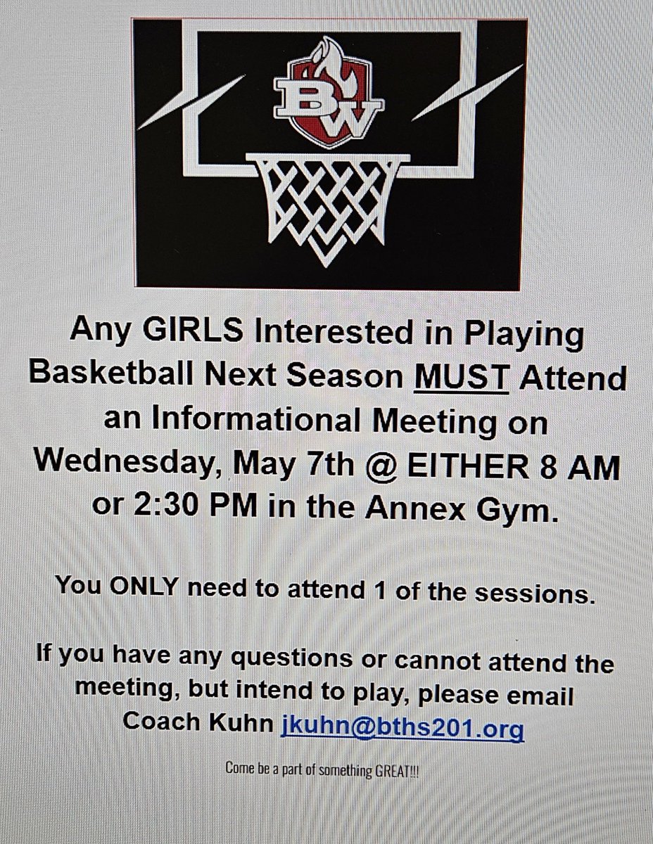 Come be a part of something great! If you have any questions, please contact Coach Kuhn.