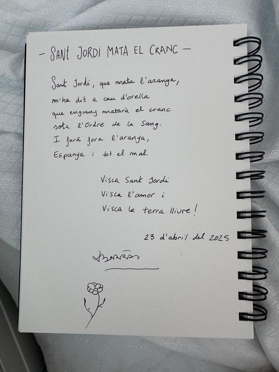 En nom de la família, lamento comunicar-vos la mort d'en Xavier Borràs Calvo avui dissabte, 25 d'abril. Com feia cada any, abans d'ahir escrigué aquest breu poema per la diada nacional de Sant Jordi. Fins sempre, estimat germà i amic !!