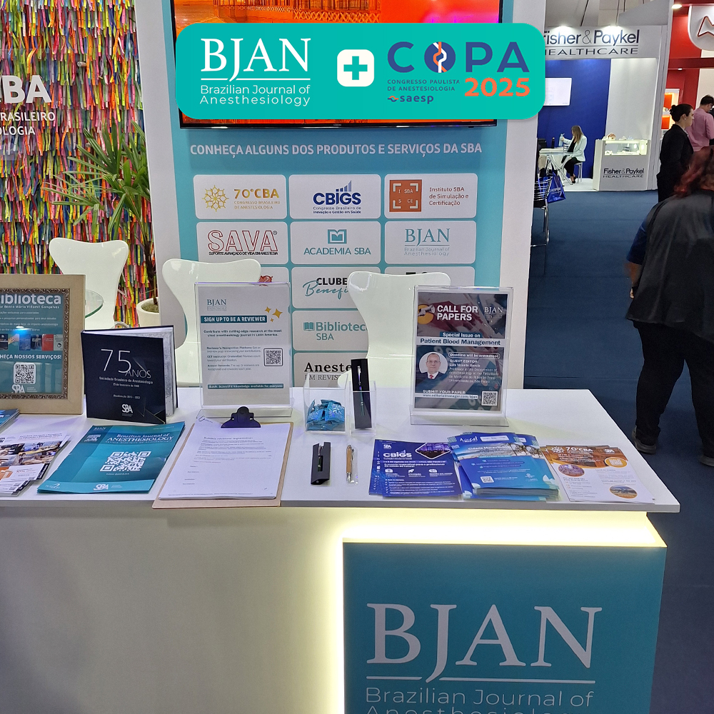 🎉 BJAN is at #COPA2025 — Congresso Paulista de Anestesia!
Come visit us and learn more about the Brazilian Journal of Anesthesiology! ✨📚

#joinBJAN #citeBJAN #anesthesiology #anesthetists #sba #anestesiologiasba #anestesiologista #anesthesia #COPA2025