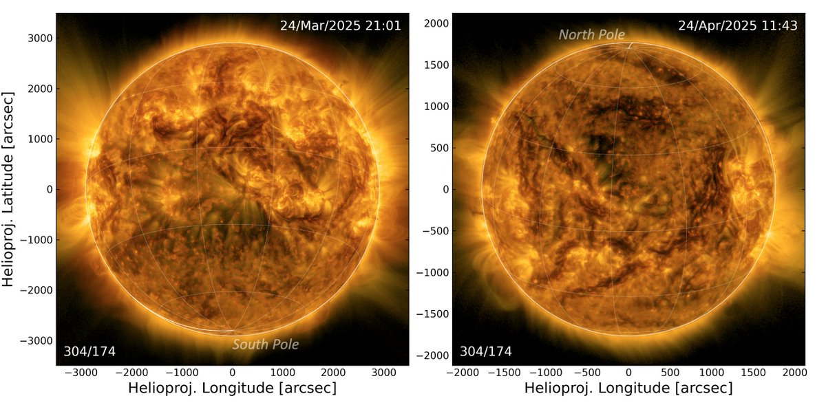 @adamfinley.bsky.social (@adamf_astro) on Twitter photo Shifting perspective on the Sun provided by
<a href="/ESASolarOrbiter/">ESA's Solar Orbiter</a> on its inclined orbit. Low-latency images from the <a href="/EuiTelescope/">EUI telescope</a> from around perihelion last month to now. 😍 Shifting perspective on the Sun provided by
<a href="/ESASolarOrbiter/">ESA's Solar Orbiter</a> on its inclined orbit. Low-latency images from the <a href="/EuiTelescope/">EUI telescope</a> from around perihelion last month to now. 😍