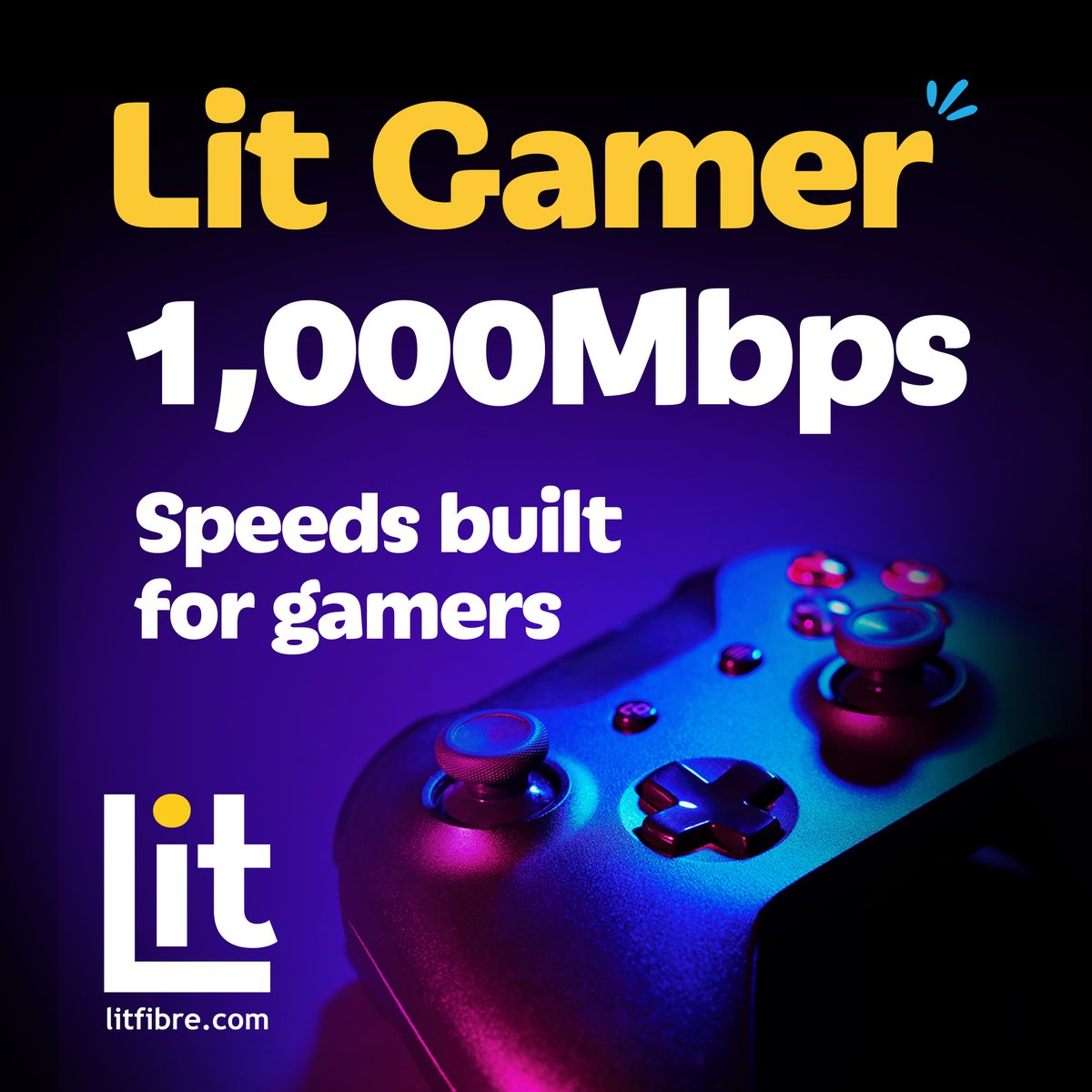 Never miss a moment with #LitGamer ⚡️ Whether you're streaming, gaming, or downloading, Lit Gamer is built for top performance. 1,000Mbps speeds and ultra-low latency keep you connected &amp; ahead of the competition. Check out what the fuss is all about: litfibre.com/lit-gamer/