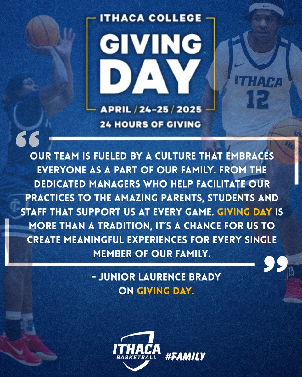 Junior Laurence Brady provides a powerful message on what Giving Day is all about!! 

Link to donate 👉 givingday.ithaca.edu/campaigns/mbba…

#GoBombers | #Family | #TogetherIC | #ICGivesBack