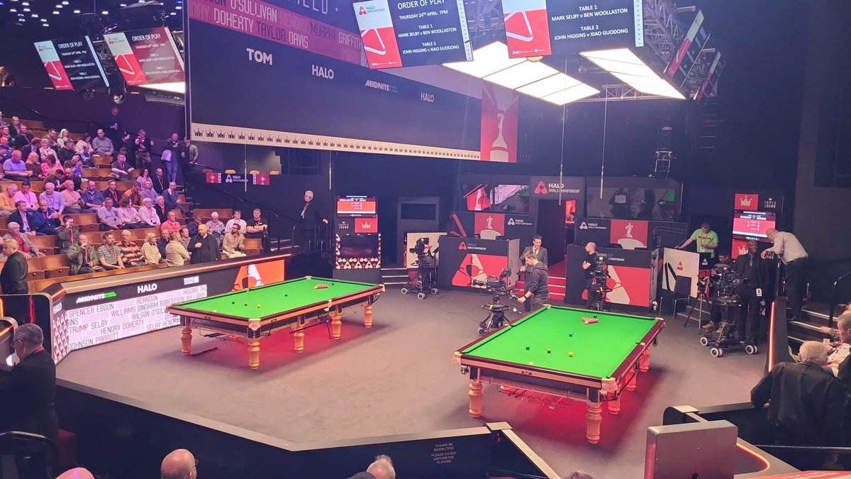 📅 Thursday 24th April 2025
🏟 Crucible Theatre
🏆 Halo World Snooker Championship <a href="/WeAreWST/">WST</a>
🎟 £65
🫂 980 Capacity 
Table 1. Ben Woollaston 10 🆚️ Mark Selby 8
Table 2. John Higgins 4 🆚️ Xiao Guodong 4
#HaloWorldChampionship #crucible #Snooker #snookerworldchampionship