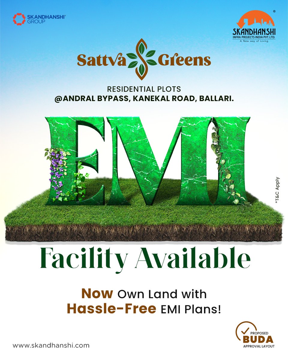 skandhanshi's tweet image. When we have the opportunity, let’s make the most of it! *T&amp;amp;C Apply

Visit: skandhanshi.com/properties/sat…

Call: 1800 2700 360

#plotsavailable #plotsforsale #property #construction #properties #realestate #OffersAlert #karnataka #explore #exploremore #explorepage #Ballari #Skandhanshi