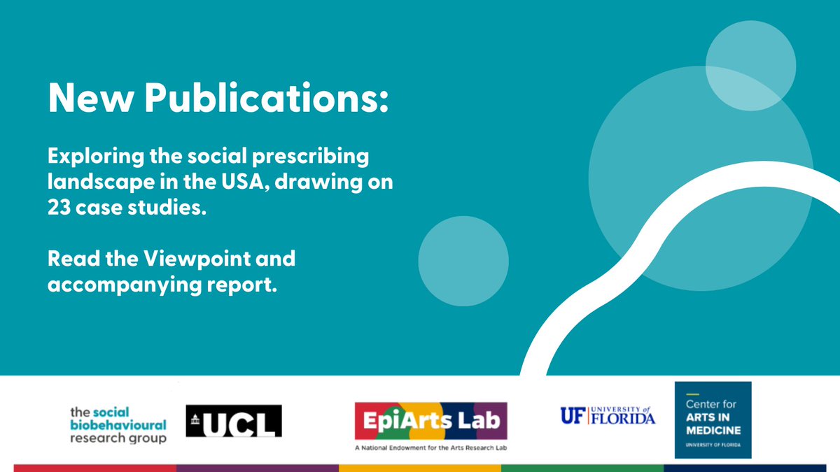 Social Biobehavioural Research Group (@ucl_sbb) on Twitter photo Two new publications from our EpiArts Lab with <a href="/UFCAM/">UF Center for Arts in Medicine</a> today! 📣
We shine a light on the USA's unique & growing #SocialPrescribing movement 🔍
Check out our Viewpoint for <a href="/TheLancetPH/">The Lancet Public Health</a> & accompanying report featuring 23 examples from across the country 🔖
sbbresearch.org/social-prescri… Two new publications from our EpiArts Lab with <a href="/UFCAM/">UF Center for Arts in Medicine</a> today! 📣
We shine a light on the USA's unique & growing #SocialPrescribing movement 🔍
Check out our Viewpoint for <a href="/TheLancetPH/">The Lancet Public Health</a> & accompanying report featuring 23 examples from across the country 🔖
sbbresearch.org/social-prescri…