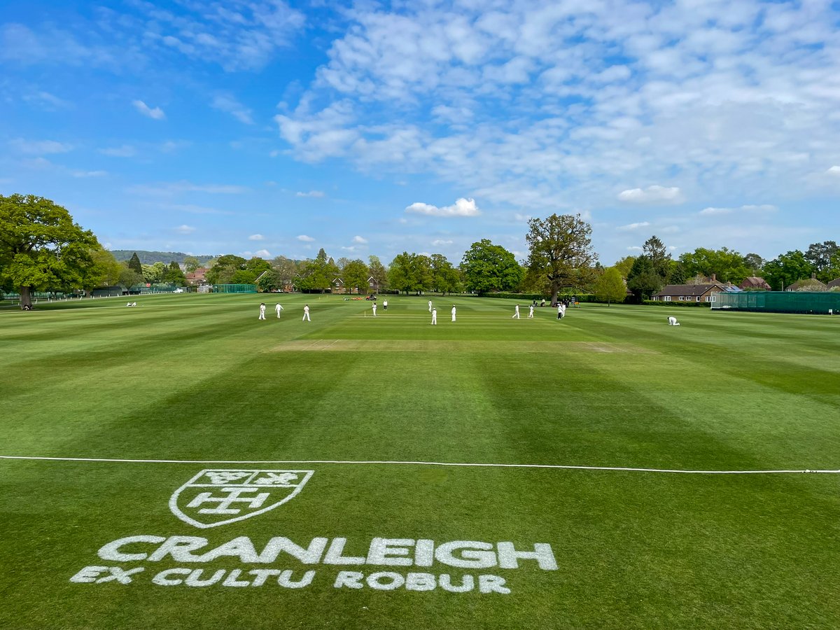 The new GPS system for marking white lines allows the ground staff to combine the latest technology and their creative brains <a href="/CSCricket/">Cranleigh Cricket</a>