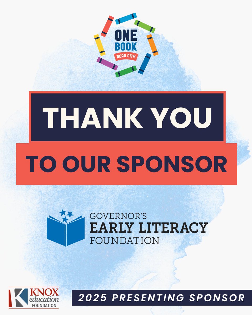 Knox Education Foundation (@educateknox) on Twitter photo ๐ Presenting Sponsor Spotlight ๐
We're excited to recognize our Presenting Sponsor: <a href="/GovLiteracyTN/">Governor's Early Literacy Foundation</a>! Thank you for your incredible support of One Book Read City! ๐ Presenting Sponsor Spotlight ๐
We're excited to recognize our Presenting Sponsor: <a href="/GovLiteracyTN/">Governor's Early Literacy Foundation</a>! Thank you for your incredible support of One Book Read City!