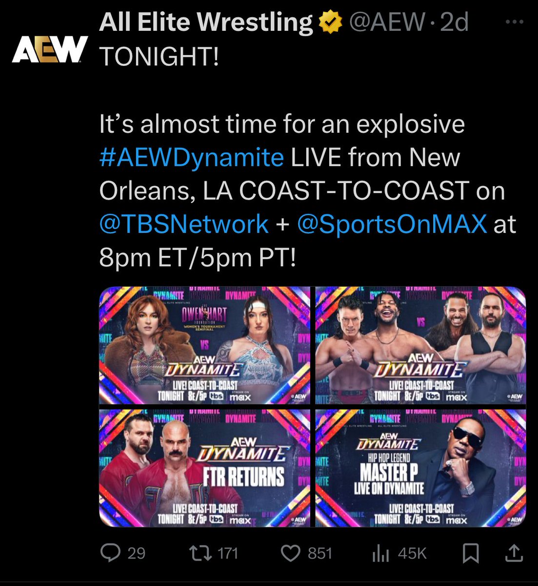 Real talk 💯 #AEW #IWC #prowrestling #AEWDynamite 

I so skipped this week again and got most of the important part from social media and YouTube

TK got to stop booking half ass cards on the day of

I checked up to 4pm and said SKIP when all I saw was this