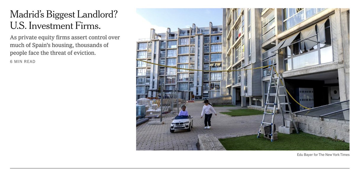 Hoy, en la portada del periódico de la metrópoli conocido como NY Times, la siguiente noticia sobre la colonia.

"¿El mayor propietario de Madrid? Las firmas de inversión estadounidenses".