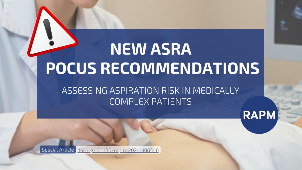 Regional Anesthesia & Pain Medicine (@rapmonline) on Twitter photo 🔬 Gastric POCUS: NEW RECOMMENDATIONS
✅ Gastric POCUS may help assess aspiration risk in complex patients. Supported in labor, urgent C-sections, & diabetes.
CLICK HERE: doi.org/10.1136/rapm-2…
<a href="/shaskinsMD/">Stephen Haskins</a> @janboublik <a href="/Nadia_Hdz_MD/">Nadia Hernandez, MD, FASA</a> <a href="/PerlasAnahi/">AnahiPerlas</a> 🔬 Gastric POCUS: NEW RECOMMENDATIONS
✅ Gastric POCUS may help assess aspiration risk in complex patients. Supported in labor, urgent C-sections, & diabetes.
CLICK HERE: doi.org/10.1136/rapm-2…
<a href="/shaskinsMD/">Stephen Haskins</a> @janboublik <a href="/Nadia_Hdz_MD/">Nadia Hernandez, MD, FASA</a> <a href="/PerlasAnahi/">AnahiPerlas</a>