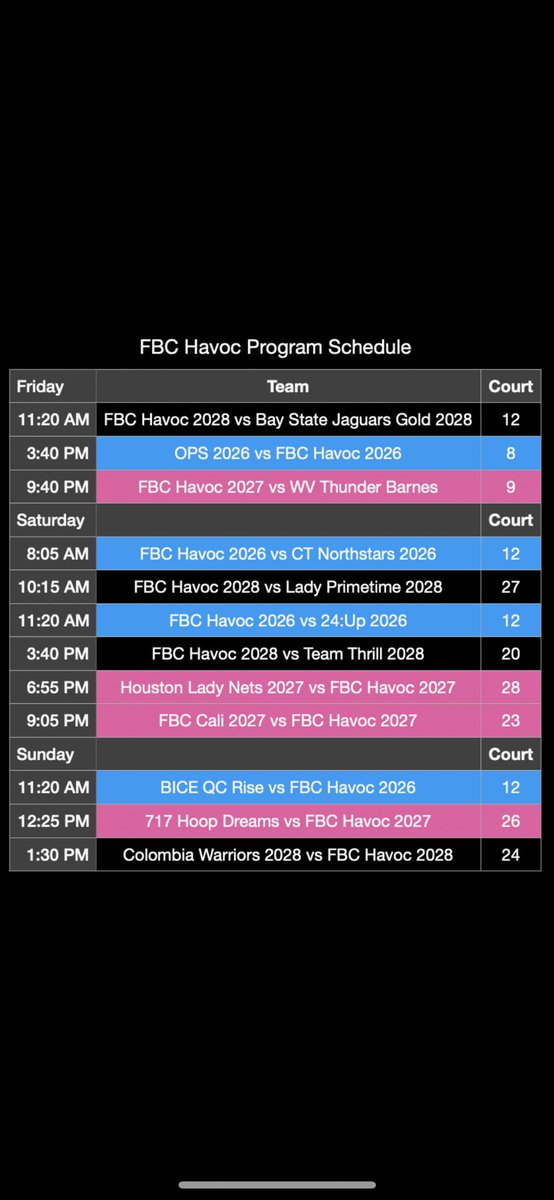 FBC HAVOC (@fbchavoc) on Twitter photo Our <a href="/UARiseGirls/">UA Rise Girls I Basketball</a> title defense starts today! Coaches here is our weekend schedule for our program! Our <a href="/UARiseGirls/">UA Rise Girls I Basketball</a> title defense starts today! Coaches here is our weekend schedule for our program!