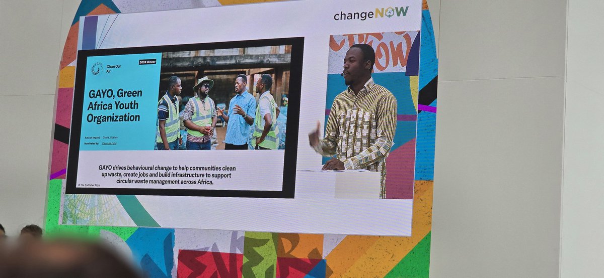 richardmatey1's tweet photo. Huge thanks to @AmponsemJoshua for his keynote at #ChangeNowSummit! His vision for cities with youth & women at the center of change is inspiring. The work of @gayoghana & YCJF continues to drive youth-led climate action, paving the way for transformative solutions! 🌱 https://t.co/v1tfAiBXR8