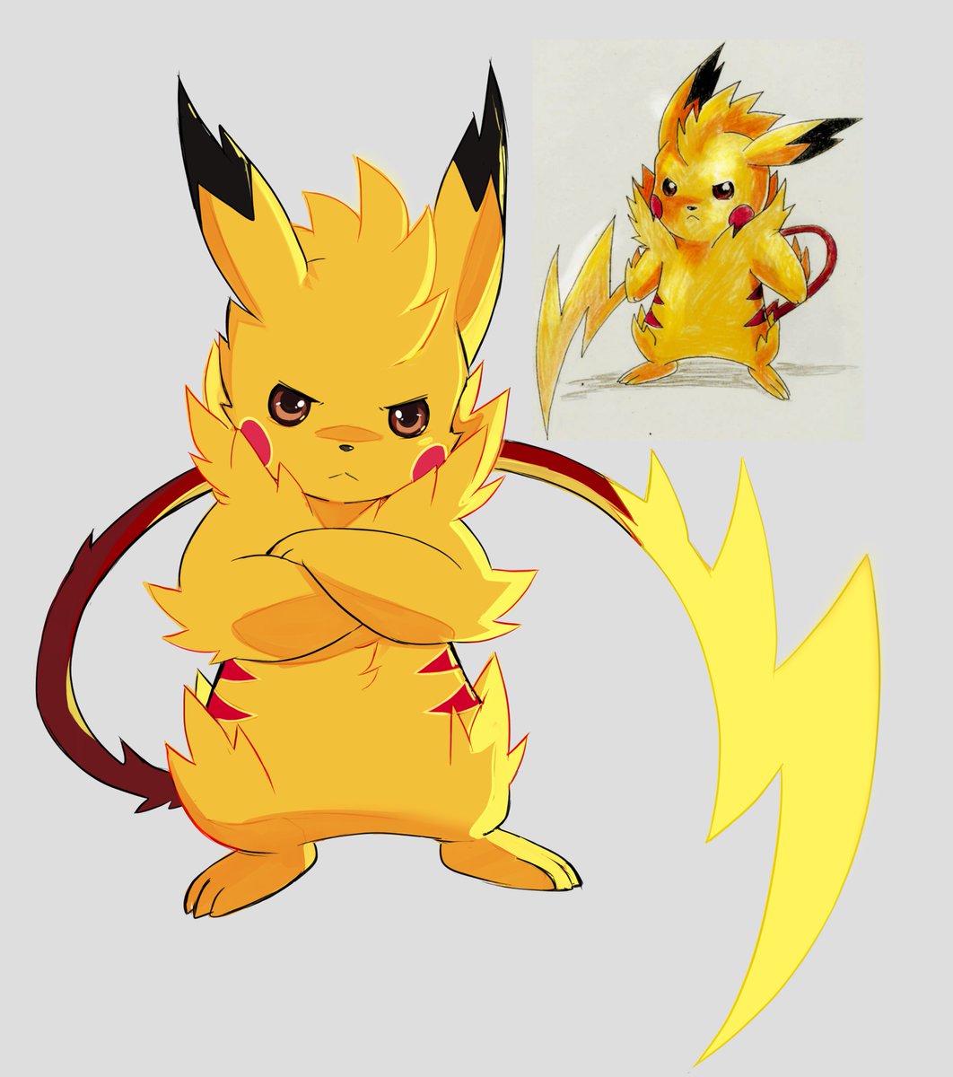 A redesign of my own version of Mega Pikachu, originally drawn many years  ago. Back then, I had no idea what Mega Evolution actually was — I just  thought it was a, image size:1062x1200