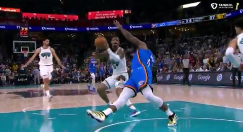 It’s so obvious when FC accounts are baiting for engagement or have never played high level basketball. Dort slips and raises hand toward ball, you tell me how he was supposed to move out of the way with someone running and jumping probably close to 15 mph into him…
