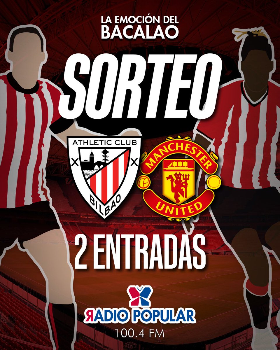 Estamos sorteando 2 entradas para el Athletic-Manchester United en otra de nuestras redes sociales 😎🔥

Así que ya sabéis qué hacer... 😜

#EmociónBacalao #AthleticClub