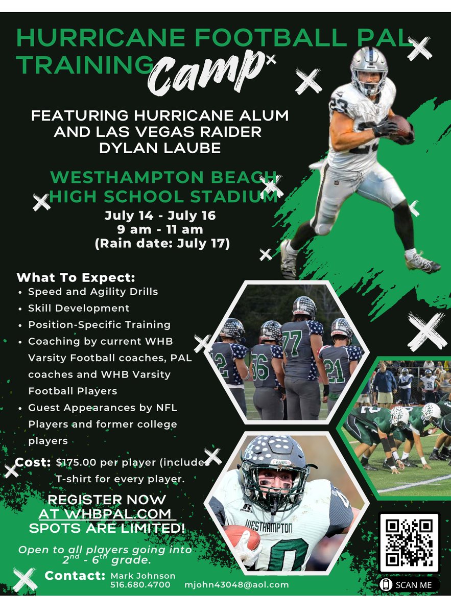 Youth Football Camp July 14-16. 9am - 11am.
