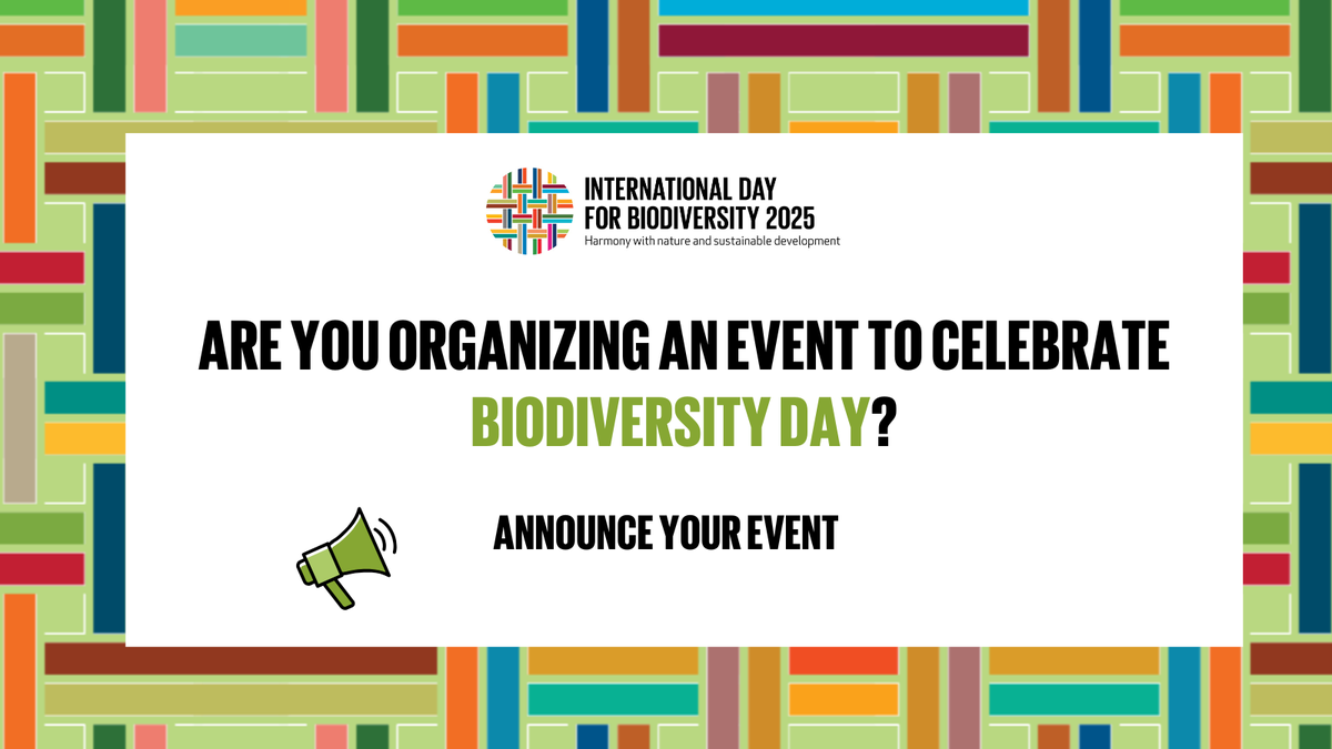 Organizing a #BiodiversityDay 2025 event? Big or small, in-person or online — every action for nature matters.

📢 Announce it here: cbd.int/biodiversity-d…

#GlobalGoals #KMGBF