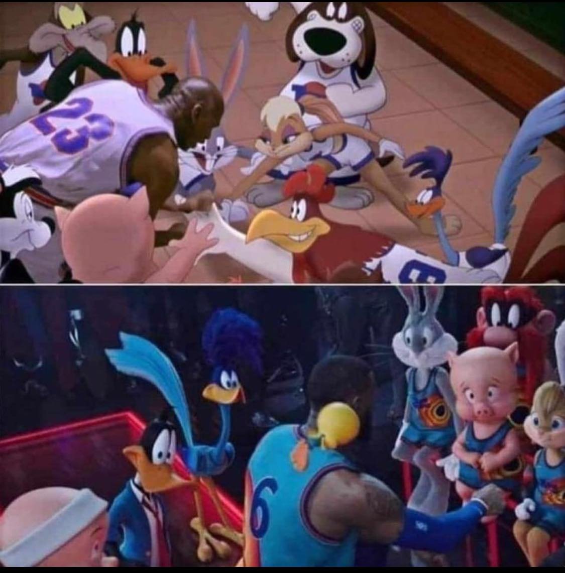 Goatmanx23's tweet photo. Even the Looney Tunes knew π€π€The Looney tunes asked Jordan for help...... LeBron asked the Looney tunes for help π€£π€£π€£π€£ Bron flopped so hard, the movie did as well π€£π€£π€£π€£ #LeFlop #LeMickey https://t.co/S7hlpvyoec