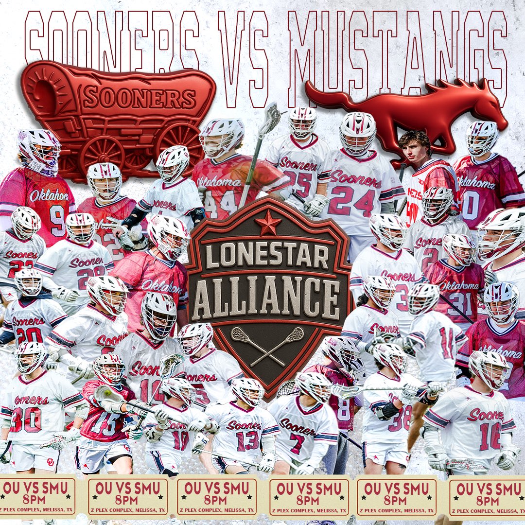 OU Men's Lacrosse (@oumenslax) on Twitter photo LSA PLAYOFFS - Round 1
๐ฅ- SMU
๐๏ธ- Z Plex Sports Complex (4220 E Melissa Rd)
๐Melissa, TX
โฐ- 8:00 pm
๐บ- <a href="/GameOnSportsNet/">Game On Sports</a> LSA PLAYOFFS - Round 1
๐ฅ- SMU
๐๏ธ- Z Plex Sports Complex (4220 E Melissa Rd)
๐Melissa, TX
โฐ- 8:00 pm
๐บ- <a href="/GameOnSportsNet/">Game On Sports</a>