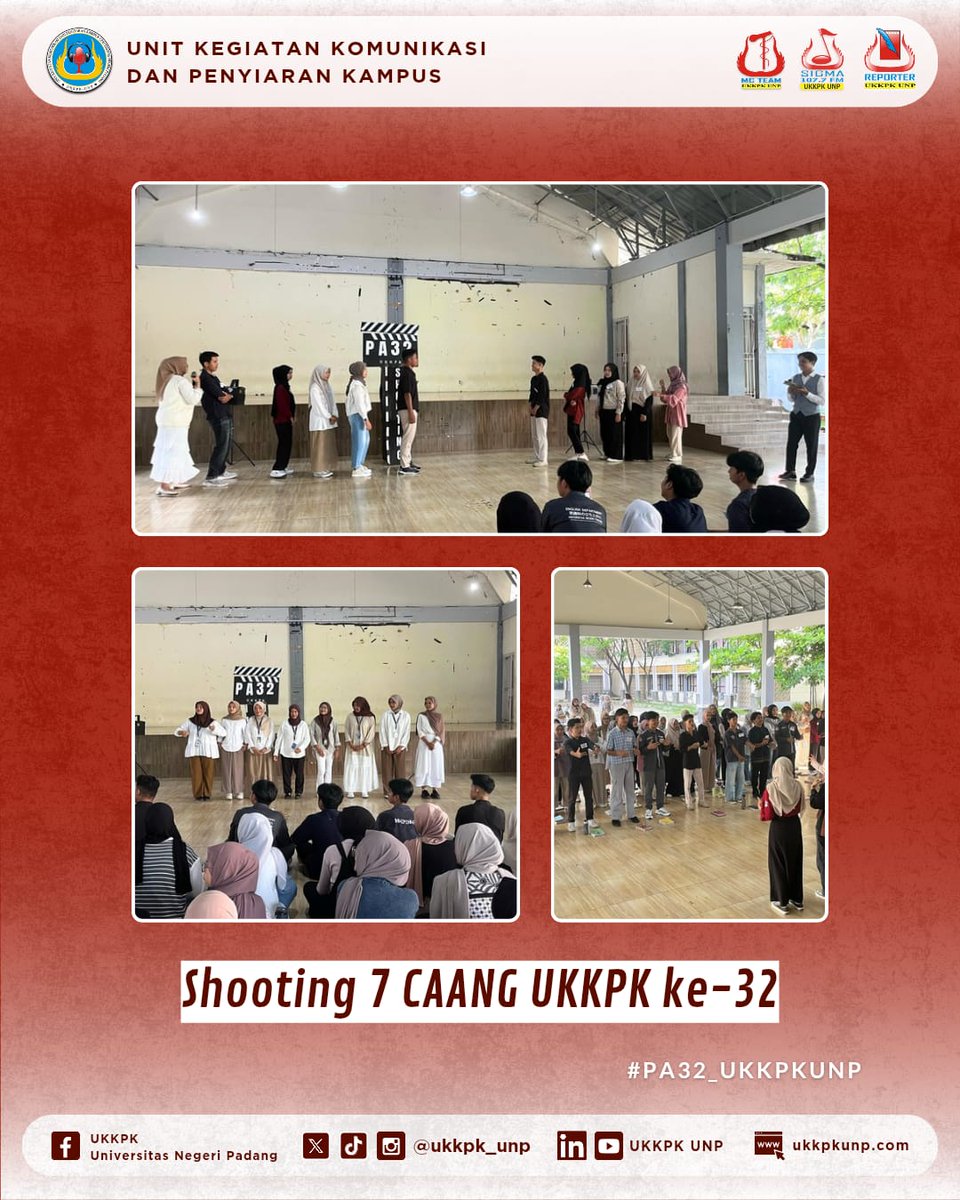 Hai Intelektual Muda 👋🏻

Waduh udah shooting 7 aja nih, masih semangat kan? HARUS SEMANGAT DONG 🤟🏼☝🏼 sekaligus udah ada kelompok baru juga, nah makin banyak dong teman-teman nya 😍.
Bentar lagi kok teman-teman CAANG 32, nikmati aja proses nya yaa!!