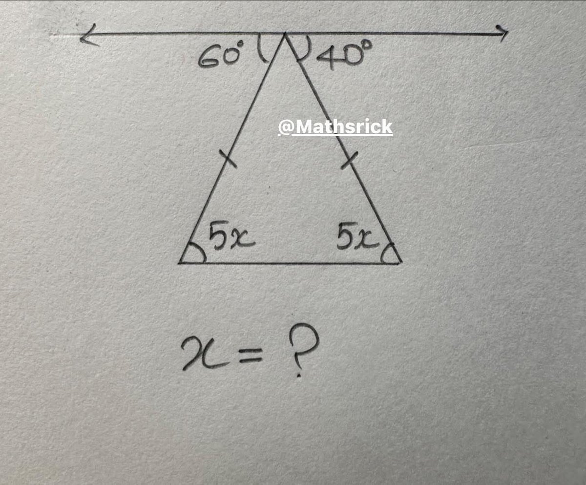 mathsrick_'s tweet image. Find the value of x 📚✅

#geometry #mathtest