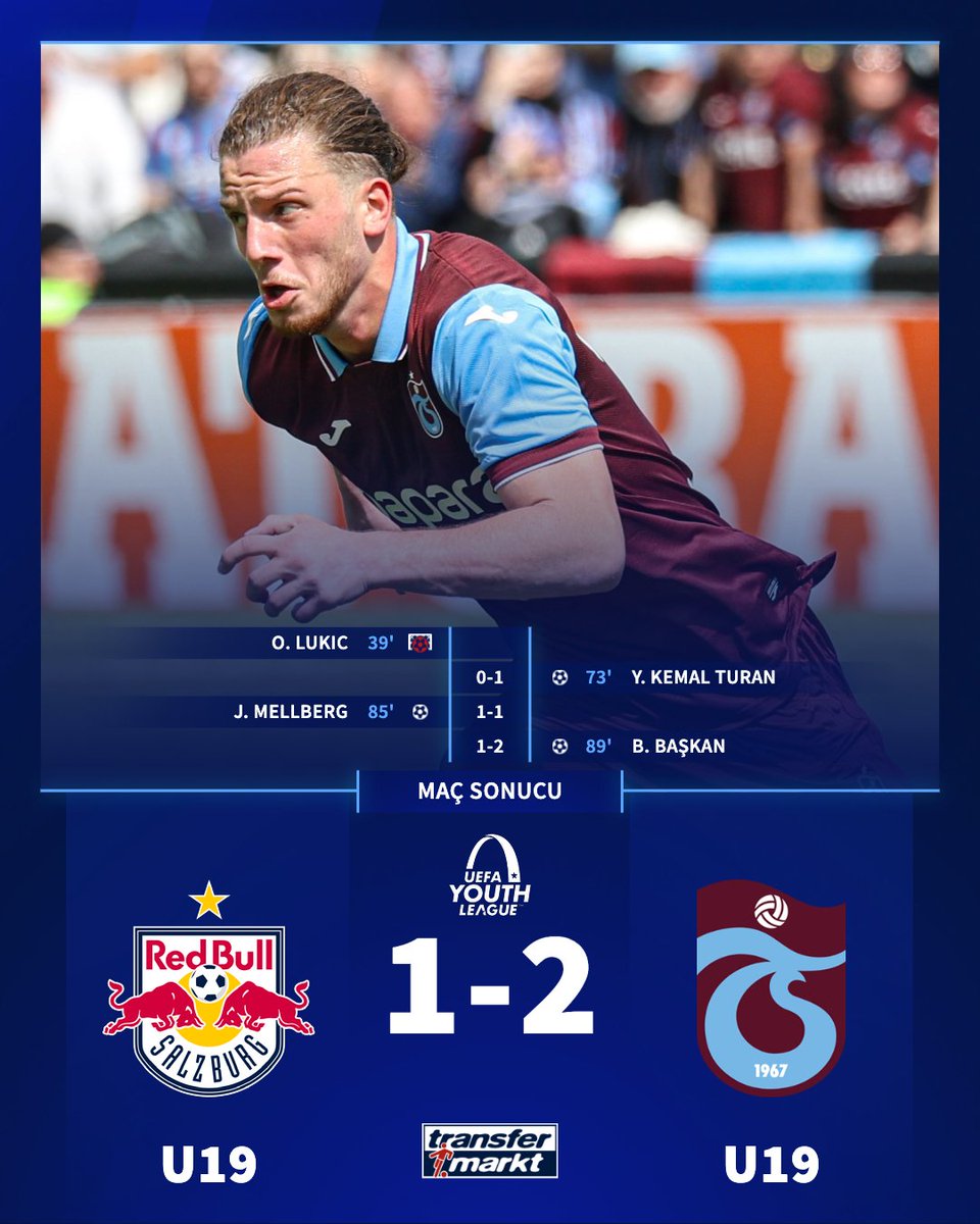 🏆 FİNALDEYİZ

🔴🔵 Temsilcimiz Trabzonspor U19, UEFA Gençlik Ligi yarı final maçında Salzburg'u turnuva dışına itiyor!

➡️ transfermarkt.com.tr/s/Nk85