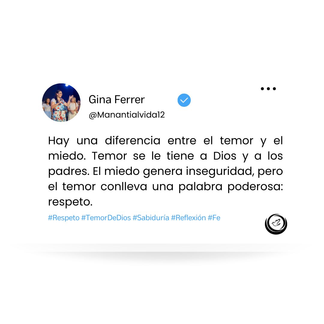Manantialvida12's tweet photo. El temor —cuando se habla de Dios o de los padres— implica respeto, honra y sabiduría. 🙏🏼✨
#Respeto #TemorDeDios #Sabiduría #Reflexión #Fe https://t.co/yHJzJodGsI