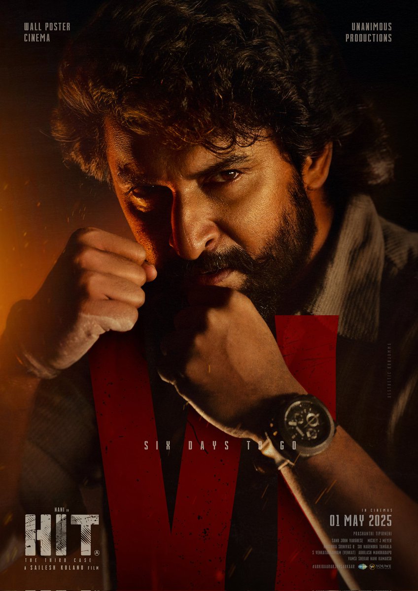 Cinemakaaran (@cinemakaaranoff) on Twitter photo 6 DAYS TO GO.
Sarkaar will pack a punch.
Criminals, beware!
#HIT3 in cinemas from May 1st.
#HIT3Trailer
▶️ bit.ly/HIT3MovieTrail…
#AbkiBaarArjunSarkaar
Natural Star <a href="/NameisNani/">Nani</a> <a href="/KolanuSailesh/">Sailesh Kolanu</a> <a href="/SrinidhiShetty7/">Srinidhi Shetty</a> <a href="/komaleeprasad/">Komalee Prasad</a> <a href="/MickeyJMeyer/">Mickey J Meyer</a> 6 DAYS TO GO.
Sarkaar will pack a punch.
Criminals, beware!
#HIT3 in cinemas from May 1st.
#HIT3Trailer
▶️ bit.ly/HIT3MovieTrail…
#AbkiBaarArjunSarkaar
Natural Star <a href="/NameisNani/">Nani</a> <a href="/KolanuSailesh/">Sailesh Kolanu</a> <a href="/SrinidhiShetty7/">Srinidhi Shetty</a> <a href="/komaleeprasad/">Komalee Prasad</a> <a href="/MickeyJMeyer/">Mickey J Meyer</a>