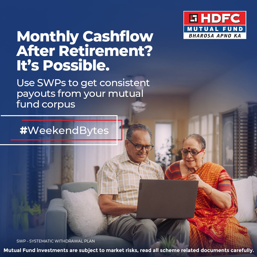 hdfcmf's tweet image. With the right plan, retirement doesn&apos;t mean a financial pause. Learn how SWPs can support your monthly expenses post-retirement.
Read our #WeekendBytes to know more: bit.ly/3YfJ8JM

#hdfcmf #weekendread