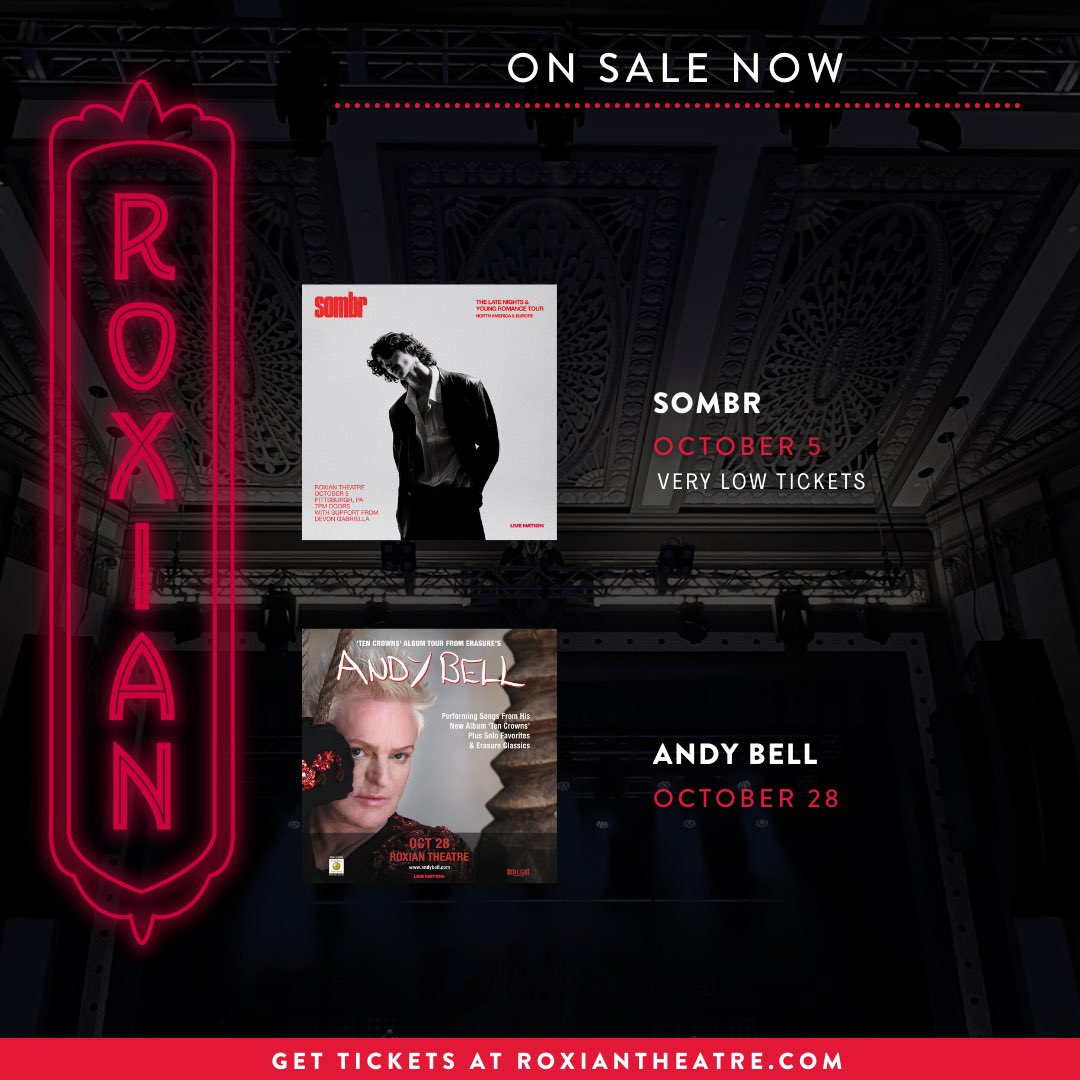 ON SALE NOW ‼️
🎶 sombr
📅 October 5th
⚠️LOW TICKET WARNING⚠️

🎶 Andy Bell 
📅 October 28th

Get your tickets today! 🎫
livemu.sc/4dAHMiz