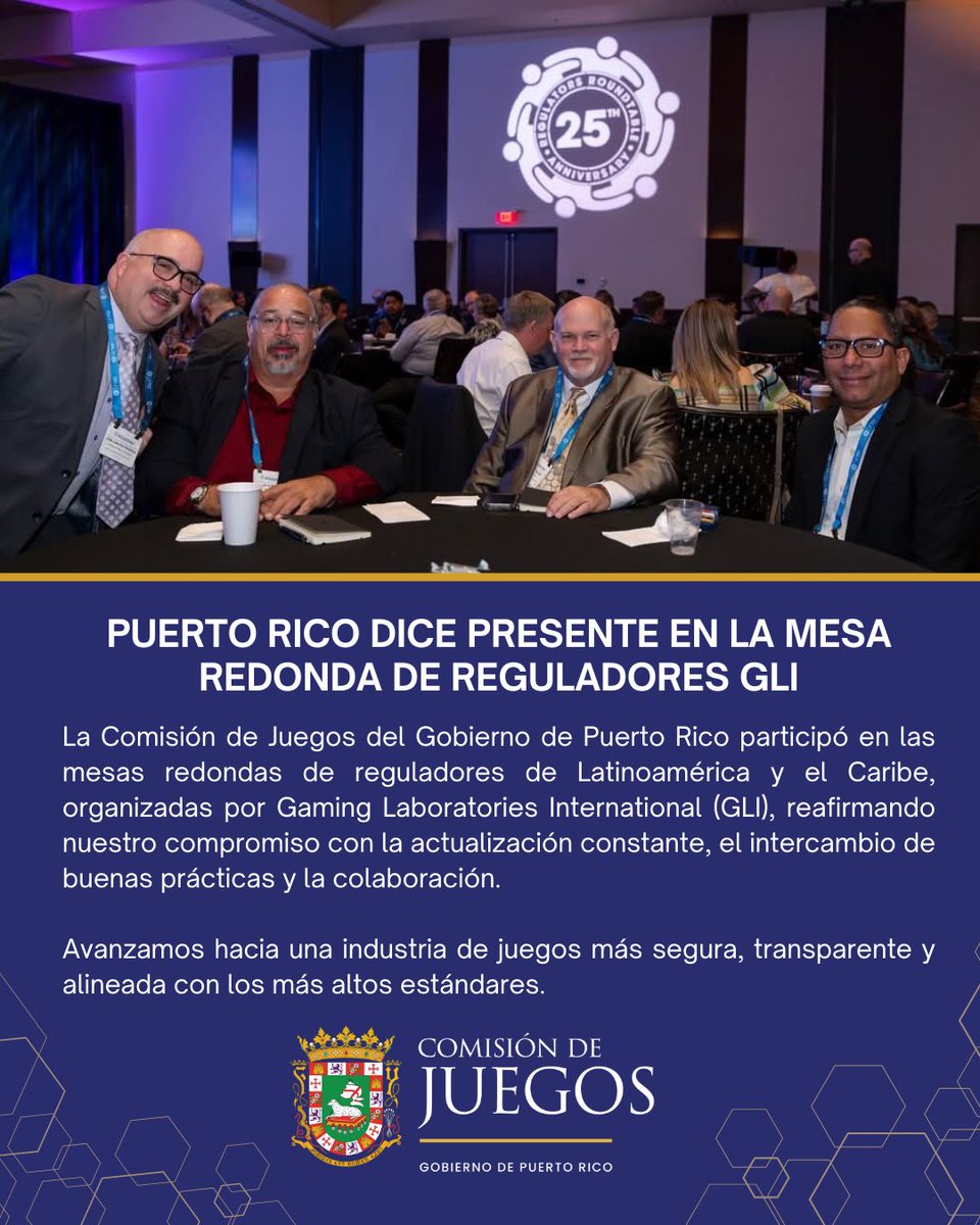 ComJuegosPR's tweet image. Nuestra participación en el GLI Roundtable Latinoamérica y el Caribe fue una oportunidad para compartir experiencias, explorar nuevas herramientas, continuar fortaleciendo nuestro rol en la supervisión y regulación de un sistema responsable y seguro.
#ComisiónDeJuegosPR