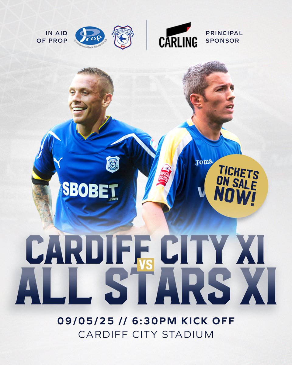 CardiffCityFPA's tweet image. Tickets are still available for the #CardiffCity XI 🆚 All Stars XI match on May 9th 🎟️

Over £10,000 has been raised so far for @Health_Charity! 👏

More #Bluebirds favourites have been added to the teamsheet. Find out more here ➡️ bit.ly/4jIsXg8

#CityAsOne