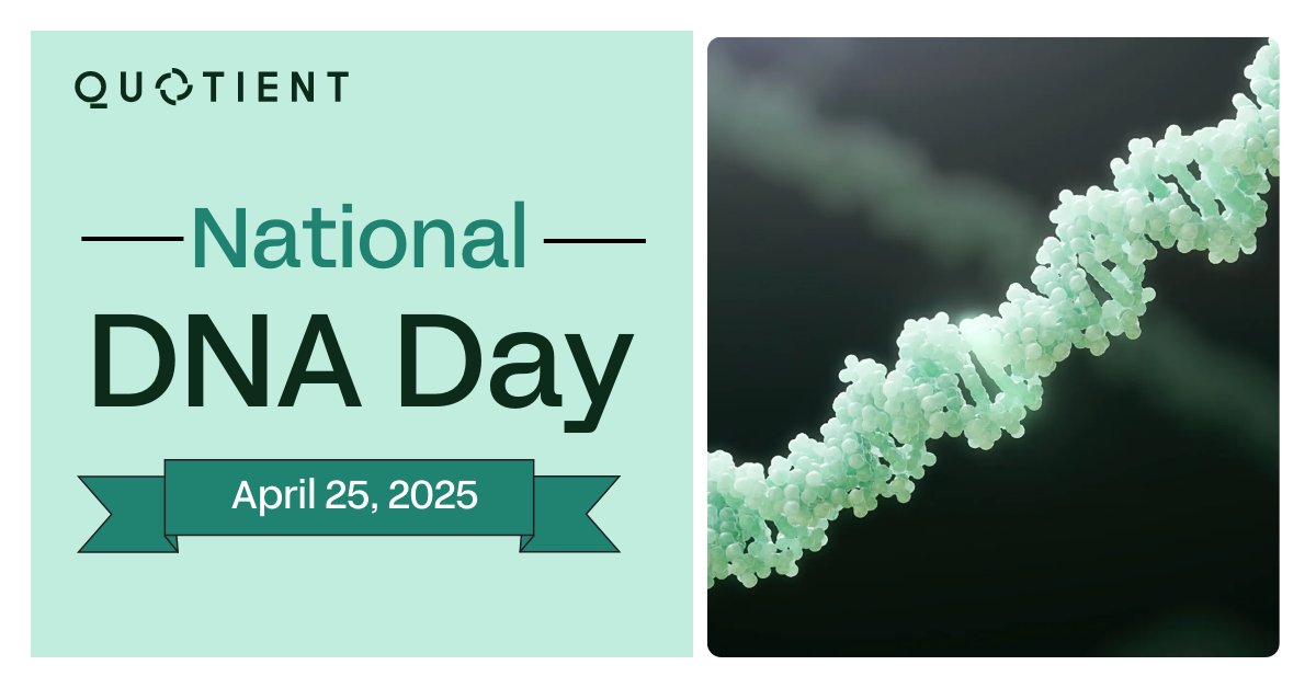 QuotientTx's tweet image. On National DNA Day, we celebrate the remarkable strides in genetic research made by scientists before us. Their work paved the way for our #SomaticGenomics platform, which uncovers novel links between genes and disease to advance transformative therapeutics. #DNADay25