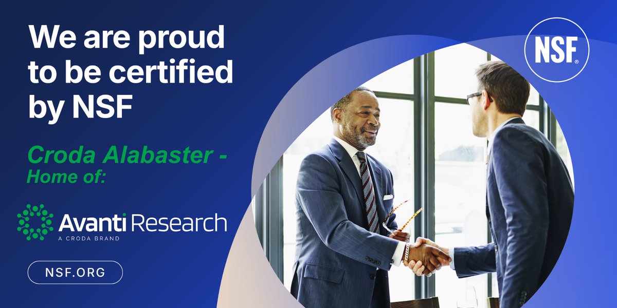 Proud to announce Croda Alabaster is now ISO certified in Quality, Safety, and Sustainability! 🌍

🔗 ow.ly/Oj2l50VuIuG 

#AvantiResearch #ISOCertified