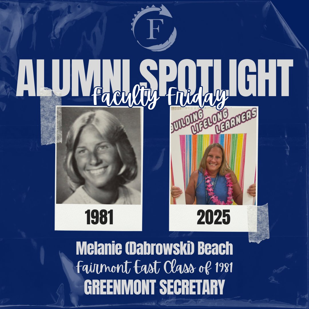 Meet Melanie Dabrowski Beach, Fairmont East '81! 🌟 28 years as a beloved secretary at Indian Riffle and Greenmont, Melanie enjoys staying active with her grandkids, pickleball, and building Legos! #Falcons #Firebirds #alumni #spotlight #WeAreFirebirds @KetteringCitySchools