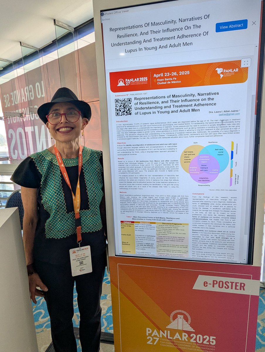 lauraathie's tweet photo. How do young and adult men with lupus experience and describe their illness? This is what Dr. Laura Athié will discuss today at #panlar2025. 📍 2:45 PM E-Poster 1267 Representations of Masculinity and Treatment Adherence in Men with Lupus @CetluLupusMex #Lupus #ICSYH @BUAPoficial https://t.co/TLRUcPACeL