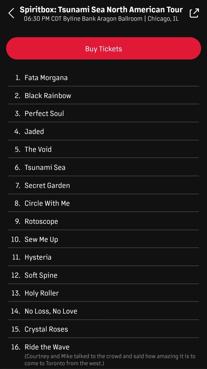 The <a href="/spiritboxband/">Spiritbox</a> setlist for tonight's show is ON POINT 🌊