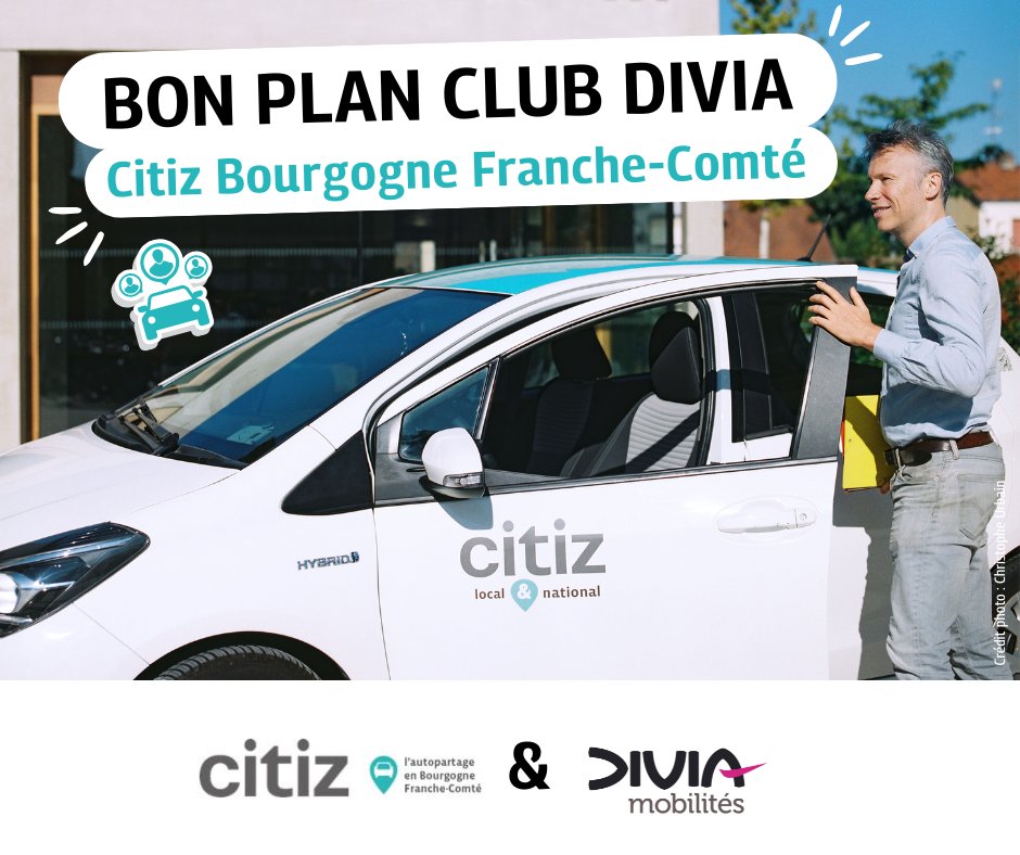 AVANTAGE CLUB DIVIA – CITIZ BOURGOGNE FRANCHE-COMTÉ

🤩Bénéficiez de 2 mois d’abonnement offerts

✔️Valable pour tous les abonnés Bus&amp;Tram mensuel, 9 mois, annuel, Illico en cours de validité et sur présentation de votre carte DiviaMobilités

➡️Infos : divia.fr/club-divia/les…