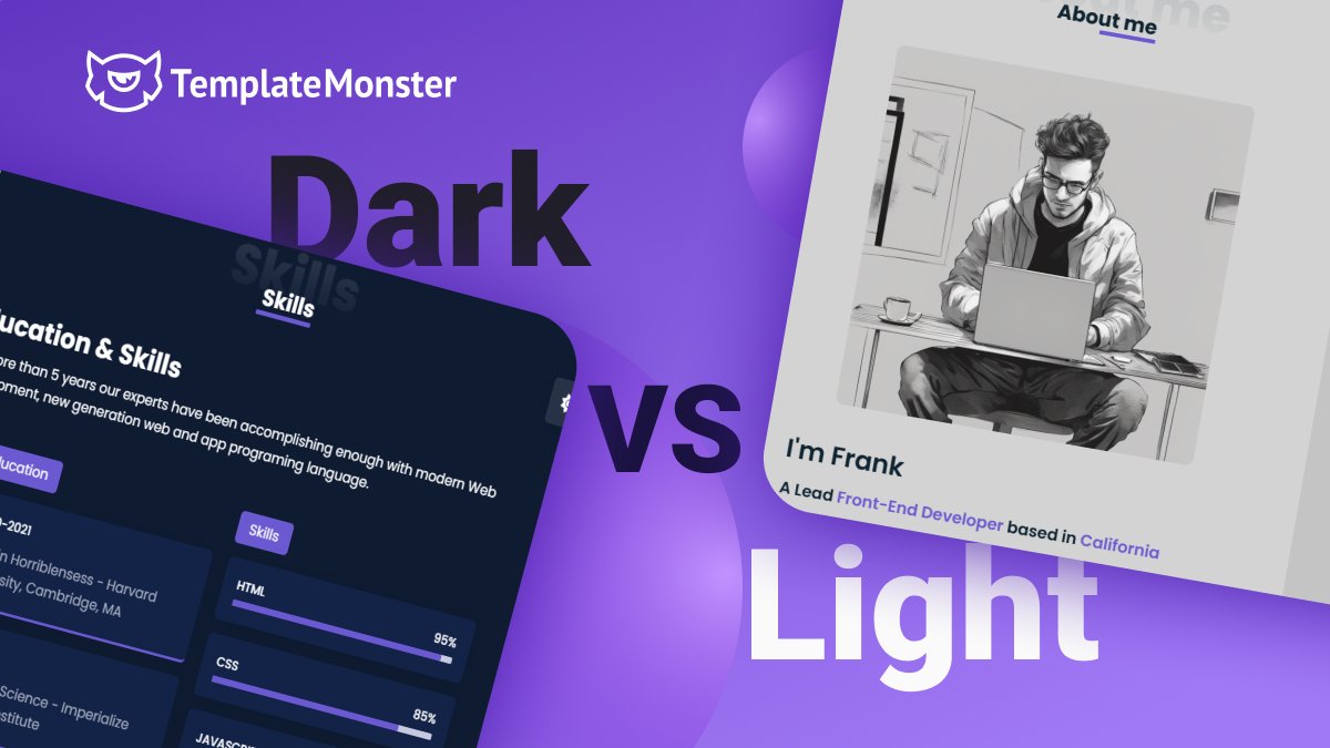 Would you choose dark design, light version or both?

Feel more in control, when you can choose a theme that suits your vibe or mood! 

👉 Web Developer's #portfolio HTML #WebsiteTemplate &gt;&gt; cutt.ly/QrhM4O9J