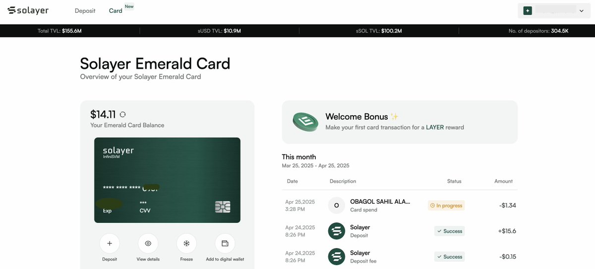 KlanCrypto's tweet image. Super experience with the new @solayer_labs  card very convenient in Turkey