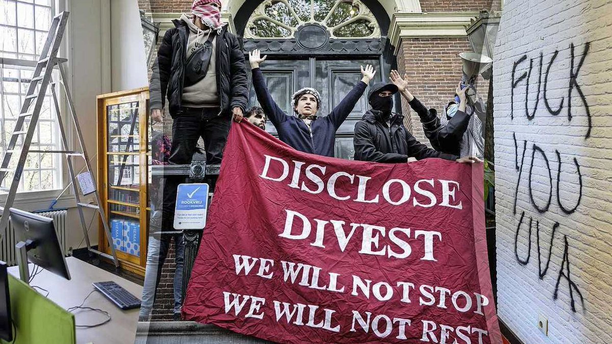 UvA heeft schadepost van 150.000 na bezetting Maagdenhuis door pro-Palestijnse actievoerders eerder deze maand. Kunst is besmeurd, maar liefst 36 beeldschermen zijn vernield, en ook diverse meubels en beveiligingscamera’s zijn kapotgemaakt.  De universiteit moet nog onderzoeken