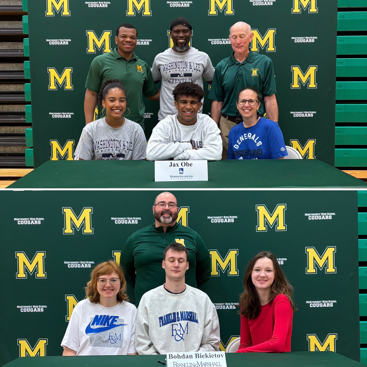 Heather Pino-Beattie (@principalpino) on Twitter photo Congratulations to our student athletes going on to play at the next level 🐾💪🏼
<a href="/MHSCougarSports/">MHS Athletics</a> <a href="/MontgomeryBB3/">Kris Grundy</a> <a href="/FootballMonty/">Zoran Milich</a> <a href="/MCougarsgolf/">Montgomery Cougars Boys Golf</a> <a href="/seancarty9/">seancarty9</a> <a href="/Montgomery_SB/">Montgomery Softball</a> Congratulations to our student athletes going on to play at the next level 🐾💪🏼
<a href="/MHSCougarSports/">MHS Athletics</a> <a href="/MontgomeryBB3/">Kris Grundy</a> <a href="/FootballMonty/">Zoran Milich</a> <a href="/MCougarsgolf/">Montgomery Cougars Boys Golf</a> <a href="/seancarty9/">seancarty9</a> <a href="/Montgomery_SB/">Montgomery Softball</a>