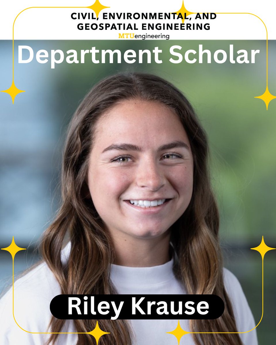 mtucege's tweet image. 🎉 Congrats to Riley Krause, our 2025 CEGE Department Scholar! An EnvE major, Riley shines through her work with EWB in Guatemala &amp;amp; EPA-funded air quality research in Baraga/L’Anse. A true scholar &amp;amp; changemaker! 🌍👏 #MTU #EnvironmentalEngineering #WomenInSTEM #HuskyProud