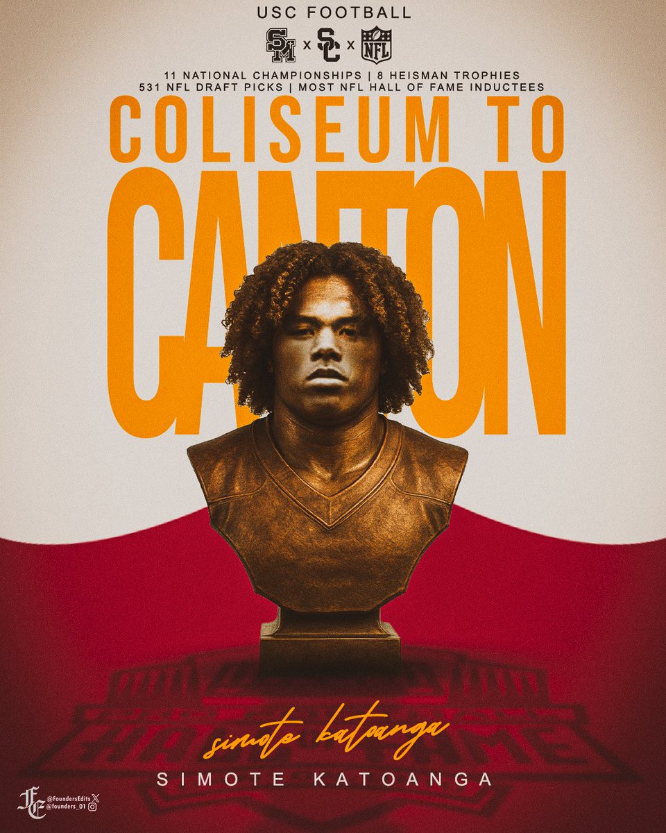Founders Edits (@foundersedits) on Twitter photo The Coliseum to Canton✌
<a href="/Motekatoanga/">Simote Katoanga</a> x <a href="/uscfb/">USC Football ✌️</a>
USC turns Dreams into Reality:
-Most NFL HOF Inductees
-Most #1 Overall Picks
-531 NFL Draft Picks The Coliseum to Canton✌
<a href="/Motekatoanga/">Simote Katoanga</a> x <a href="/uscfb/">USC Football ✌️</a>
USC turns Dreams into Reality:
-Most NFL HOF Inductees
-Most #1 Overall Picks
-531 NFL Draft Picks